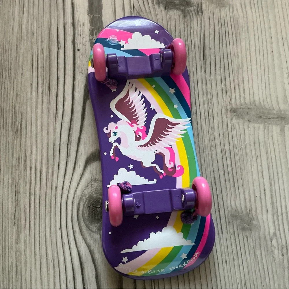 Vintage Build a Bear BABW skateboard accessory purple pink with rainbow pegasus